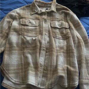 American Eagle Outfitters Beige Plaid Jacket